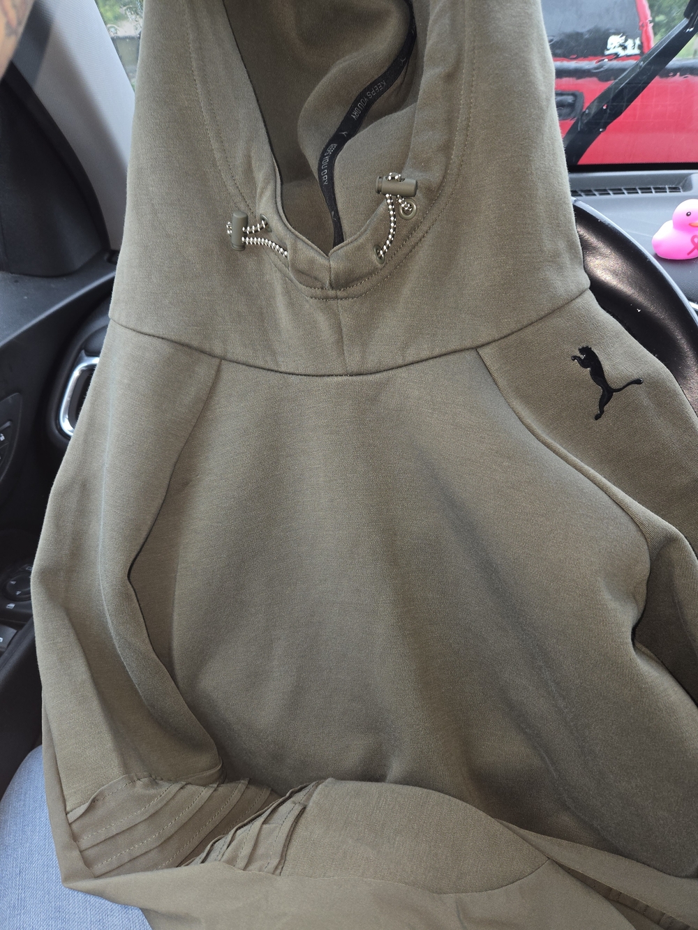 Puma Olive Pullover Hoodie with Black Logo